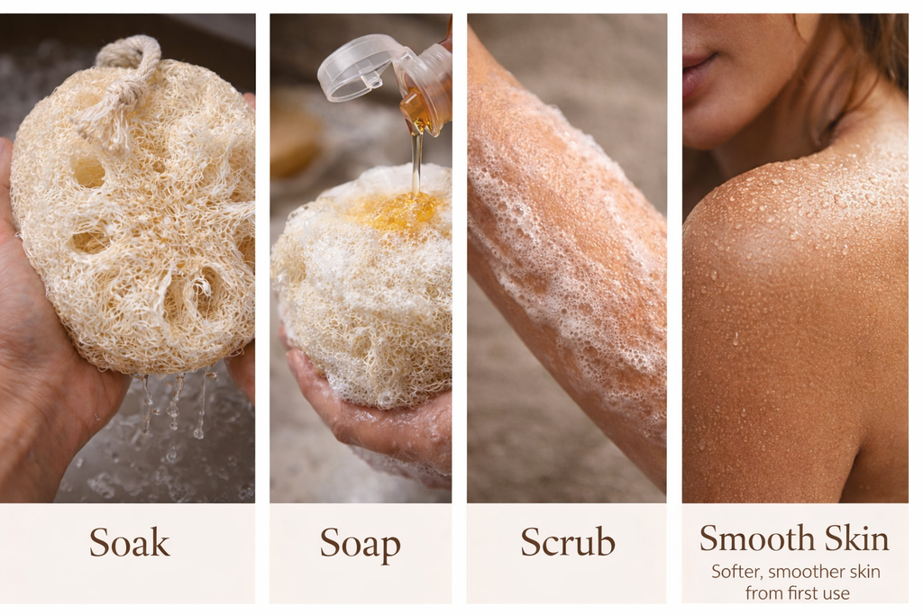 How to use Egyptian natural loofah 5.9 inch – sustainable skincare tool, made in Egypt