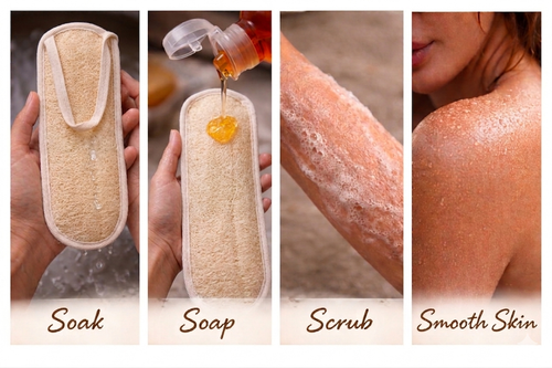 Natural back loofah with cotton backing